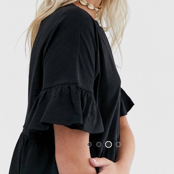 ASOS • Smock Romper with Frill Sleeve - Picture 3 of 10